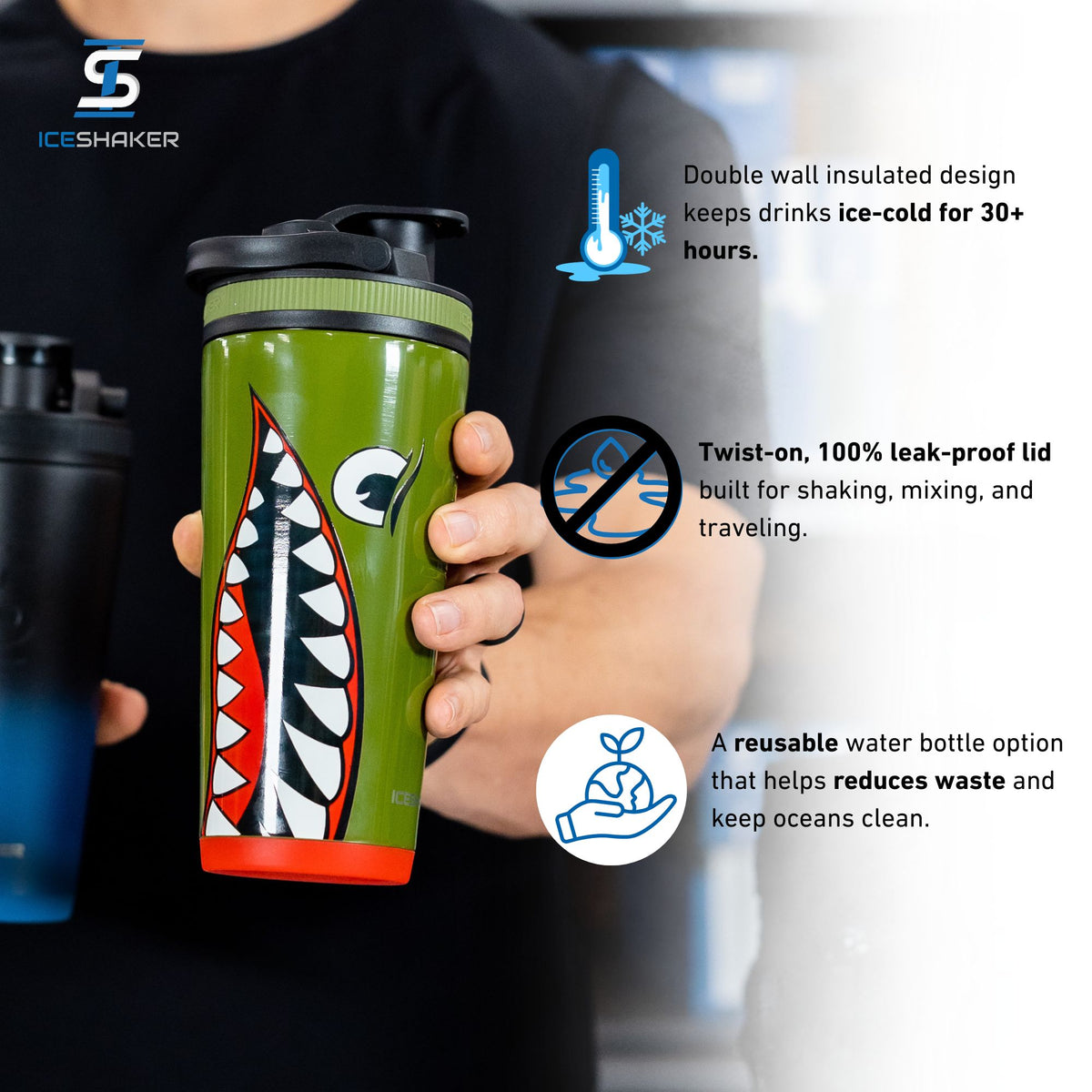 Ice Shaker Allegiance Series 26oz Shaker Bottle - Bomber