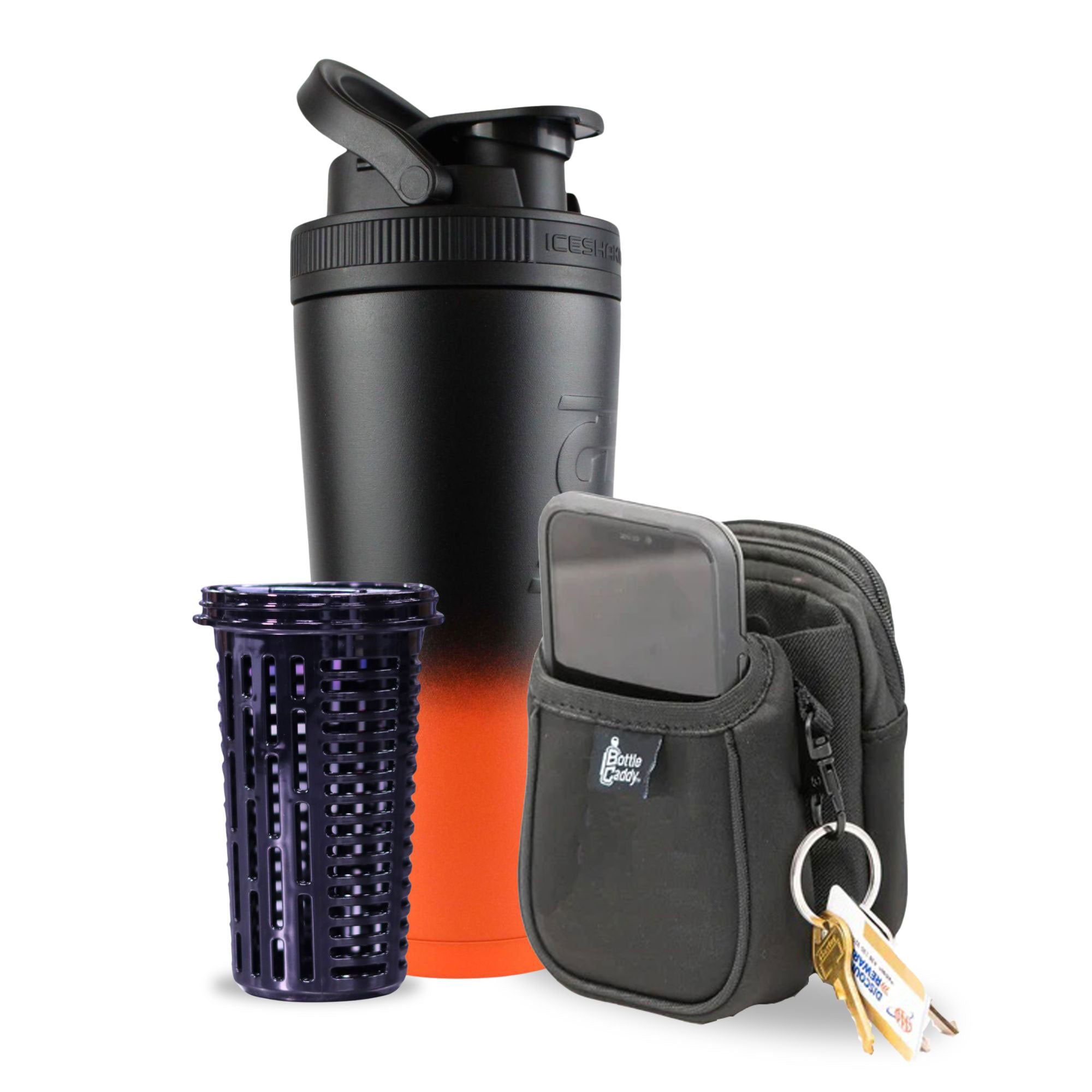 Orange Black Ombre 26oz Ice Shaker Bundle