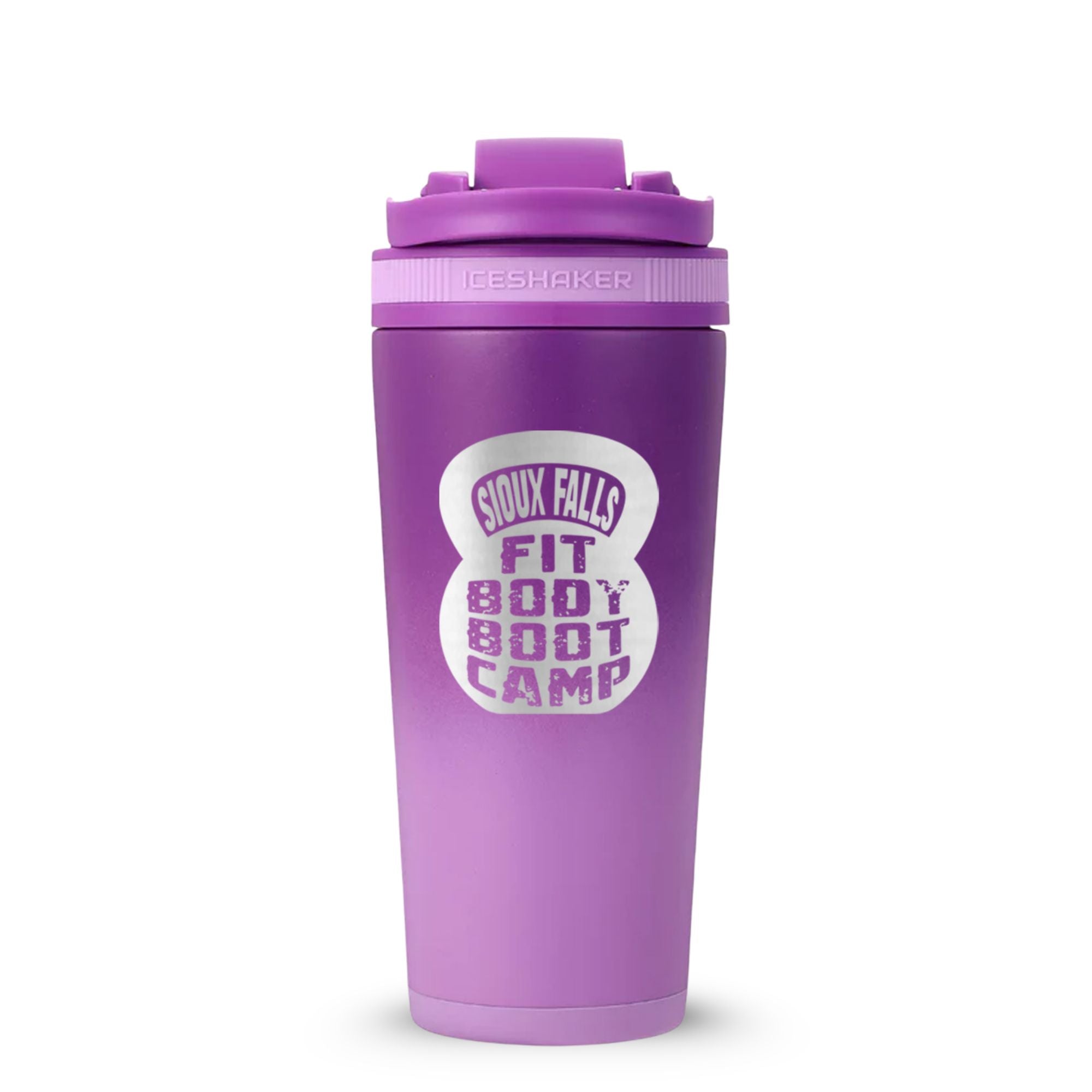 CUSTOM Sioux Falls Fit Body Boot Camp Kettlebell 26oz Ice Shaker - Purple Color Rush