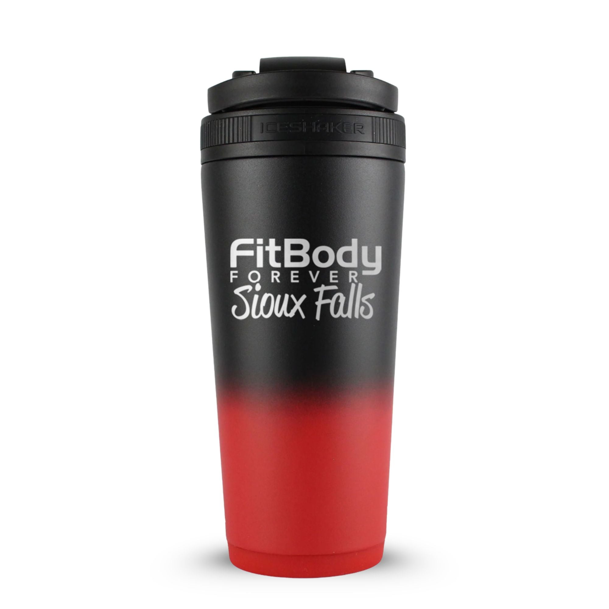 CUSTOM Sioux Falls Fit Body Forever 26oz Ice Shaker - Red Black Ombre