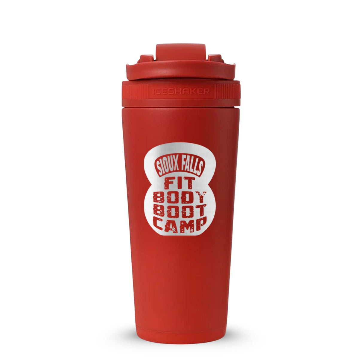 CUSTOM Sioux Falls Fit Body Boot Camp Kettlebell 26oz Ice Shaker - Red Color Rush