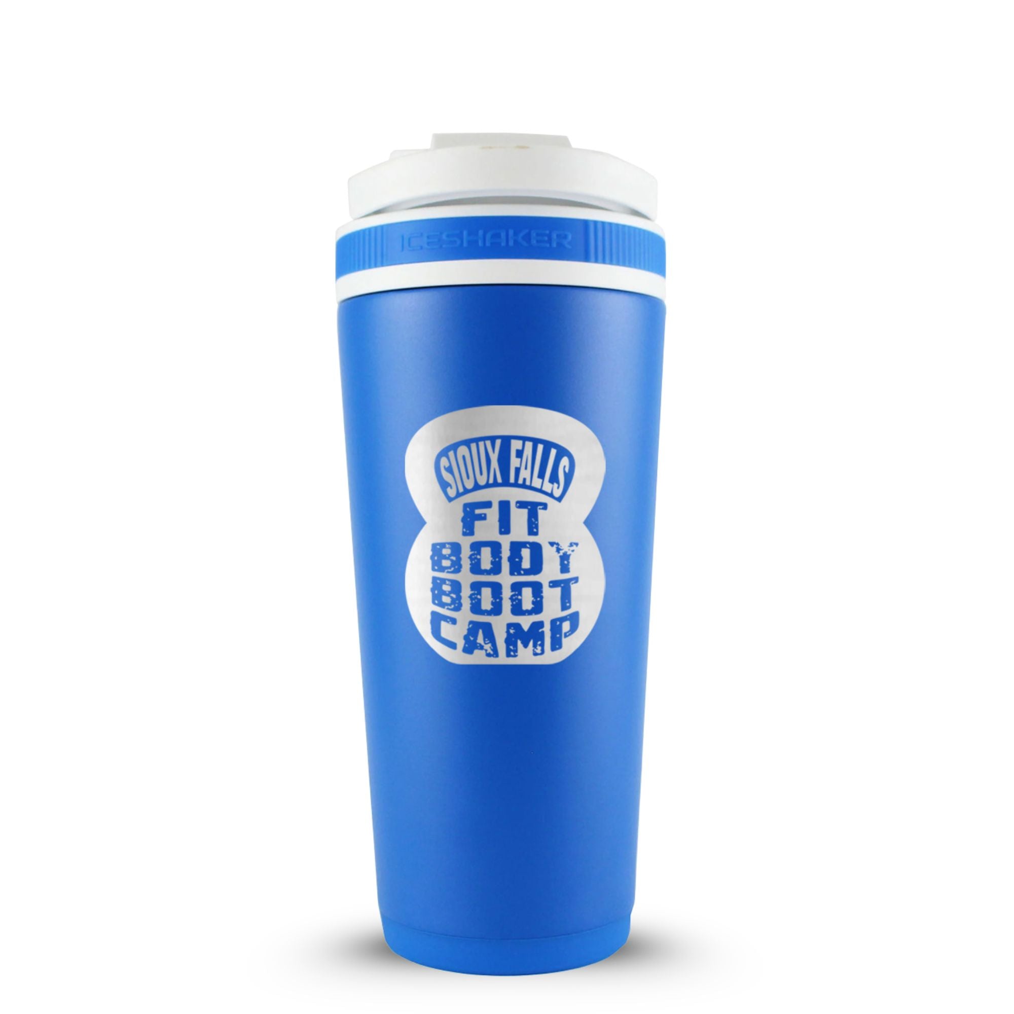 CUSTOM Sioux Falls Fit Body Boot Camp Kettlebell 26oz Ice Shaker - Royal Blue