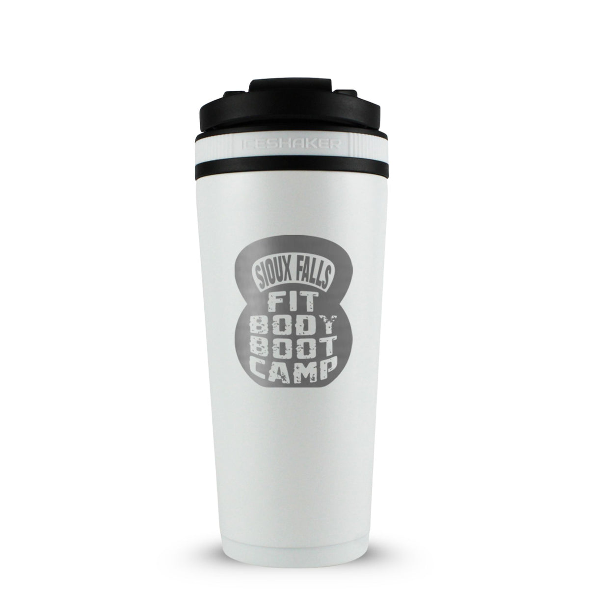 CUSTOM Sioux Falls Fit Body Boot Camp Kettlebell 26oz Ice Shaker - White