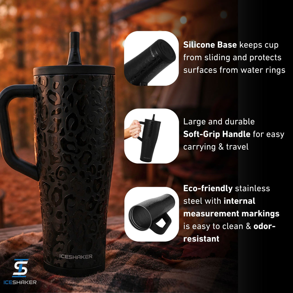 32oz Legend Series Shaker Bottle - Black Leopard