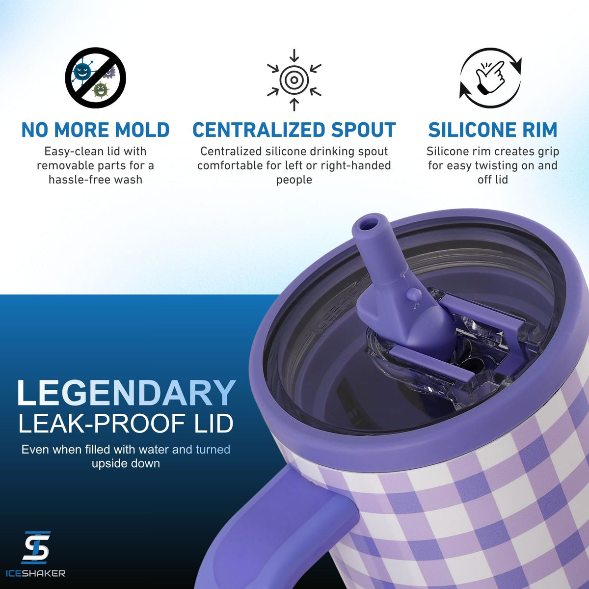 32oz Legend Series Shaker Bottle - Purple Gingham