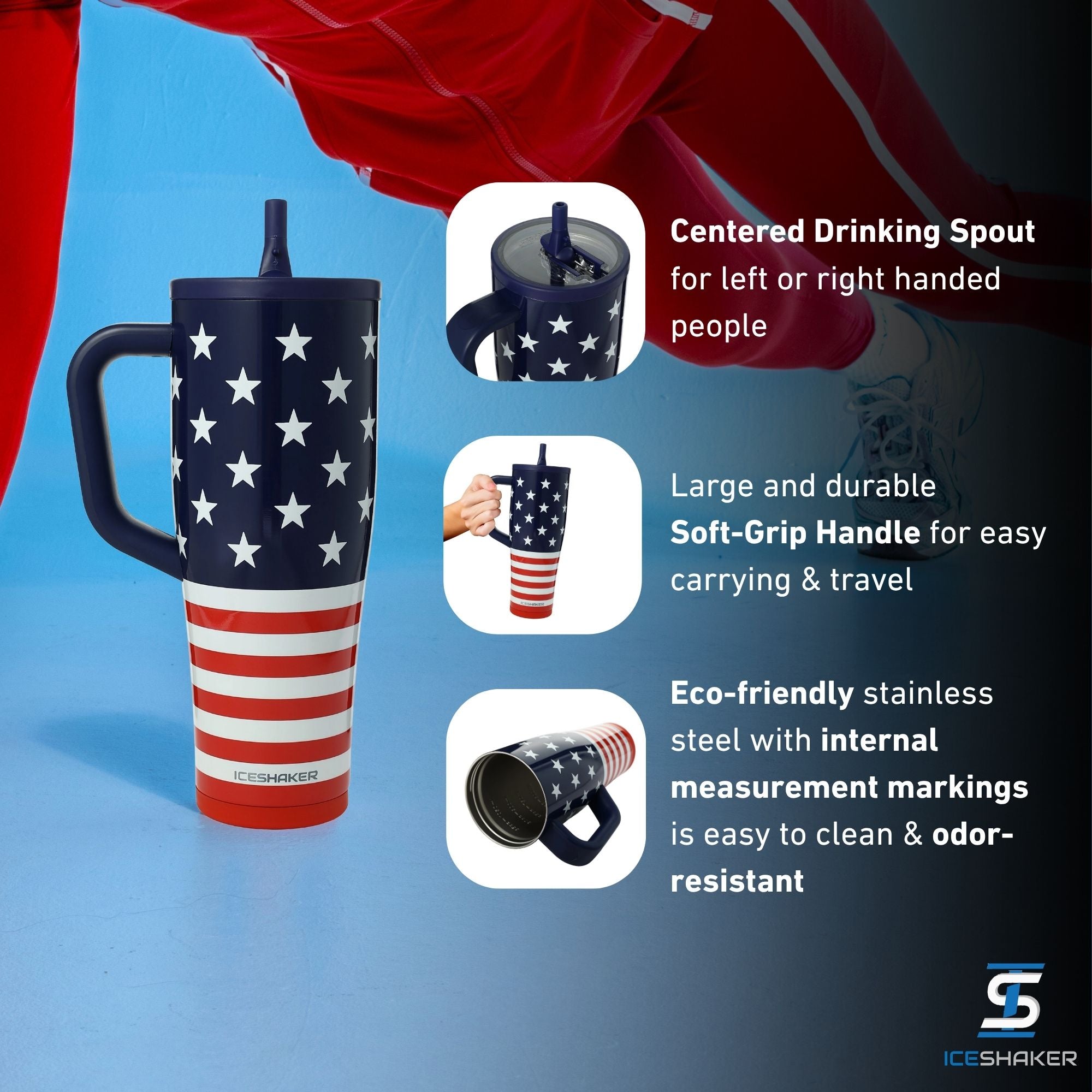 40oz Legend Series Shaker Bottle - Stars & Stripes