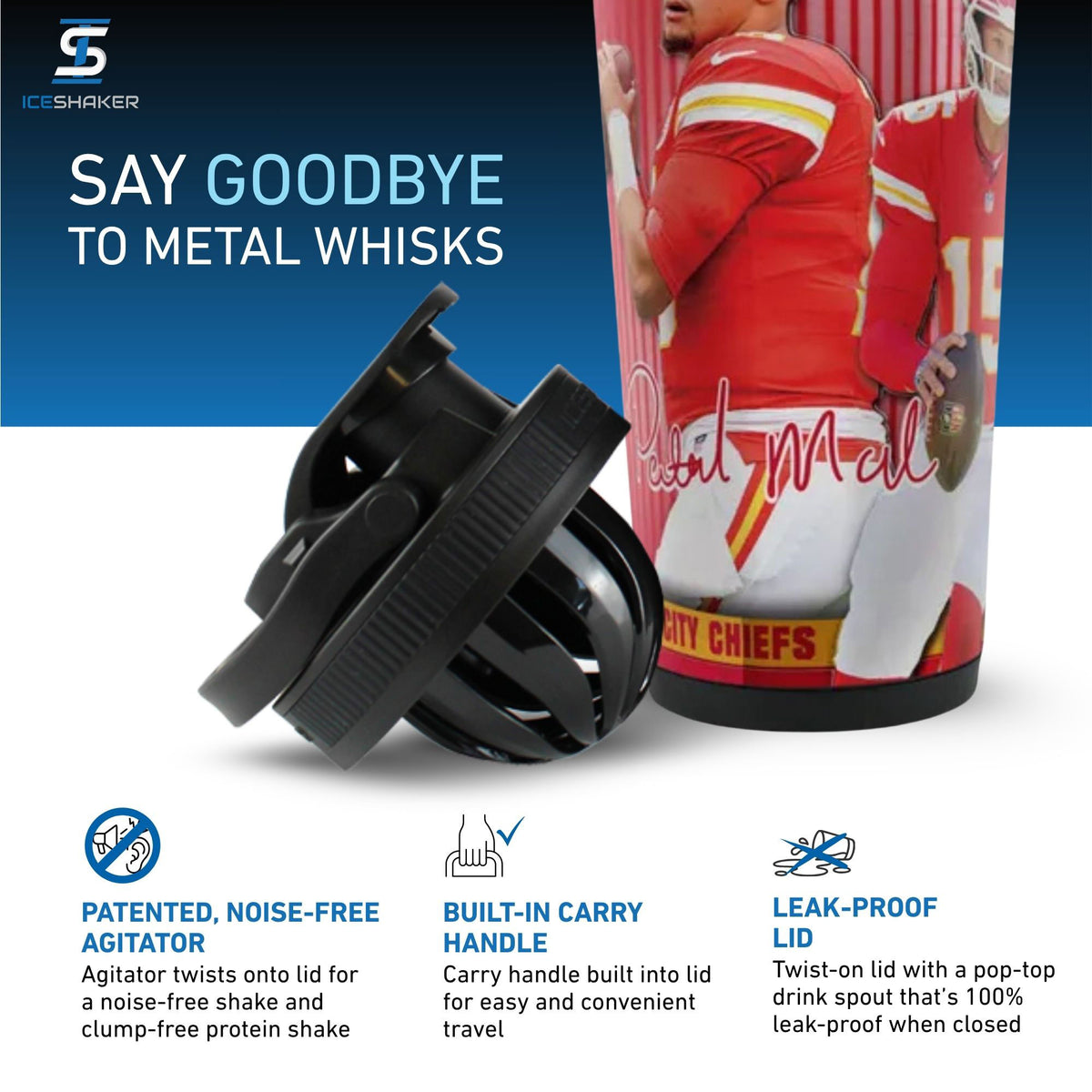 Official Patrick Mahomes Kansas City Chiefs 4D 26oz Ice Shaker