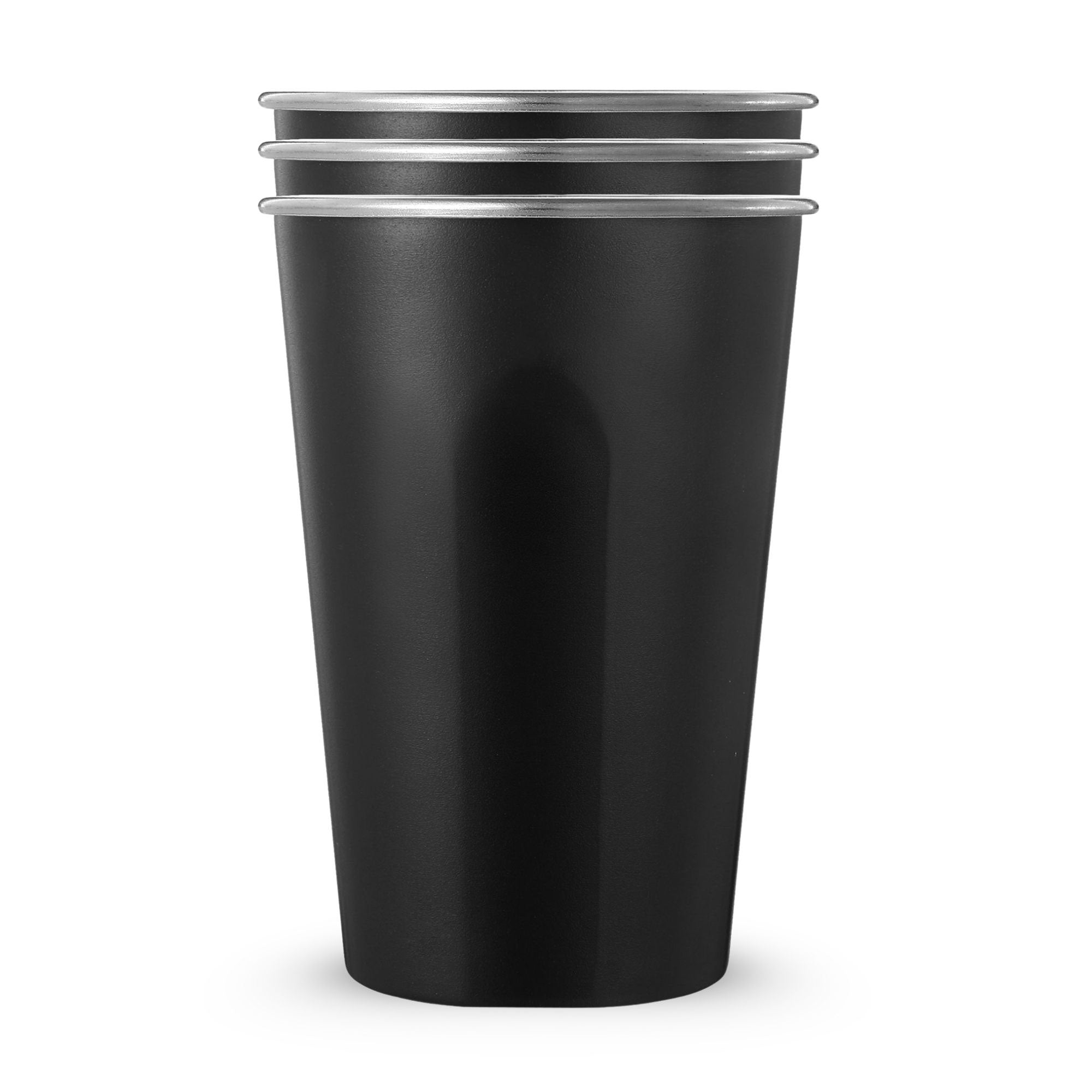 Black 20oz Stainless Steel Cups - 3 Pack