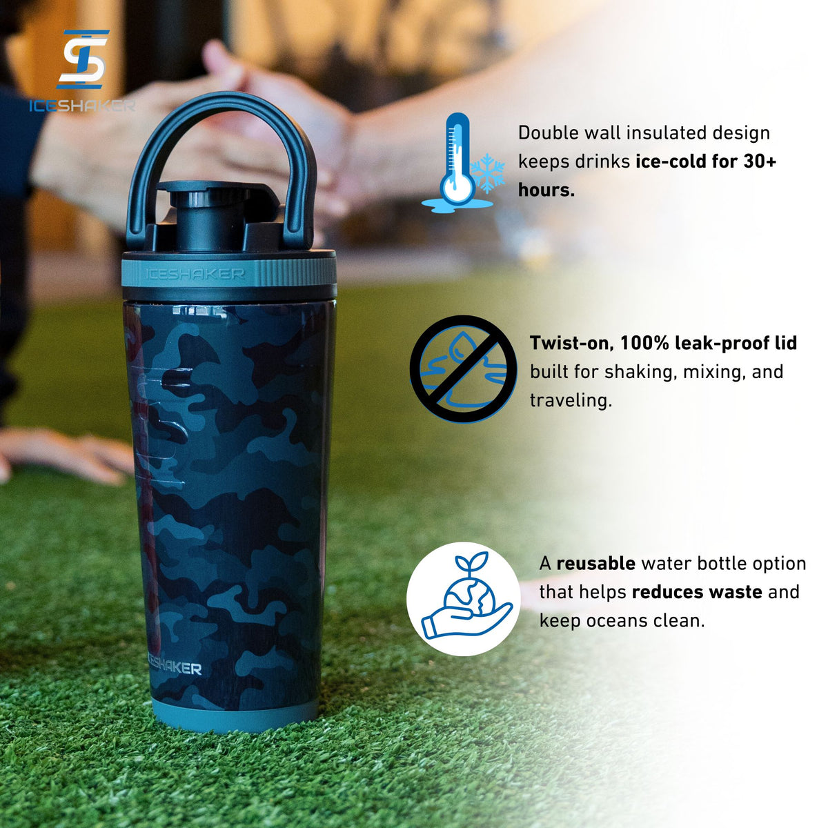 Ice Shaker 4D Series 26oz Shaker Bottle - Black Camo