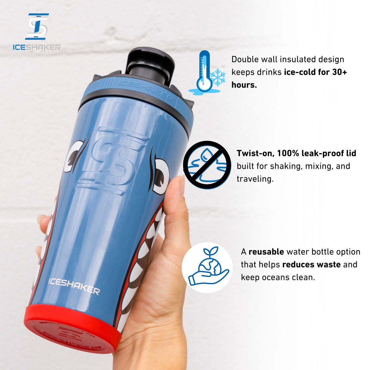 Ice Shaker Allegiance Series 26oz Shaker Bottle - Blue Bomber