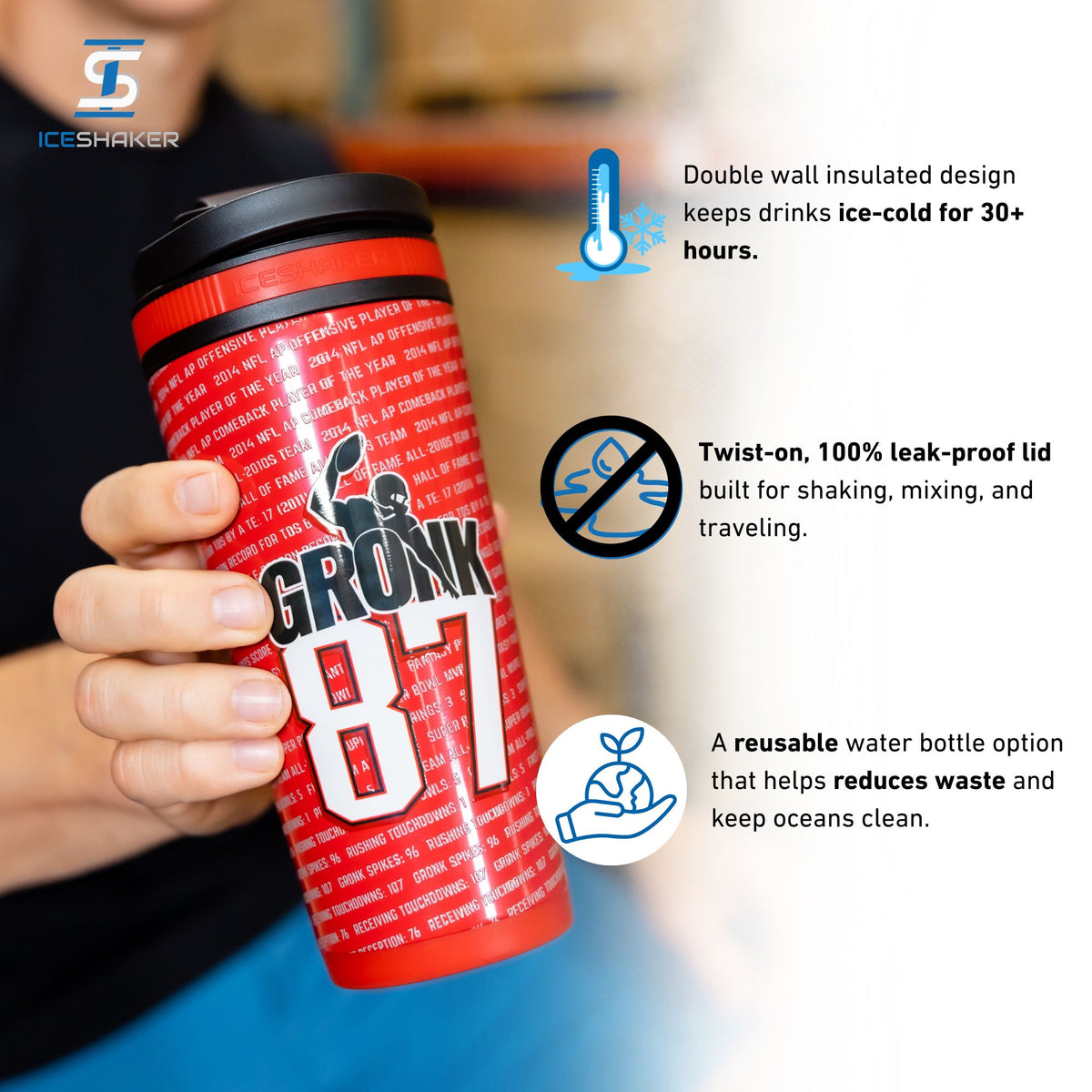 26oz Ice Shaker - Gronk 87 Record Breaker Edition