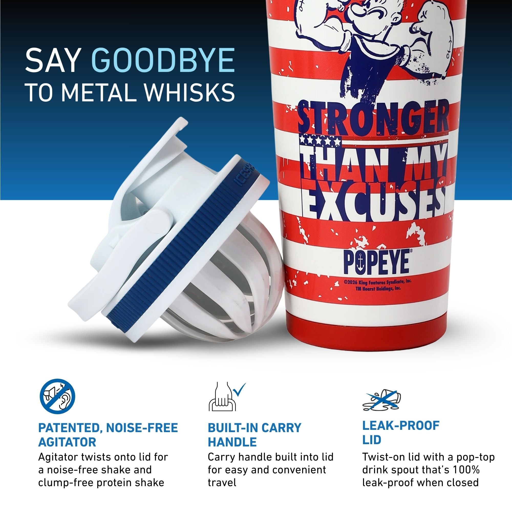 Popeye The Sailor Series 4D 26oz Ice Shaker - Stronger Than My Excuses