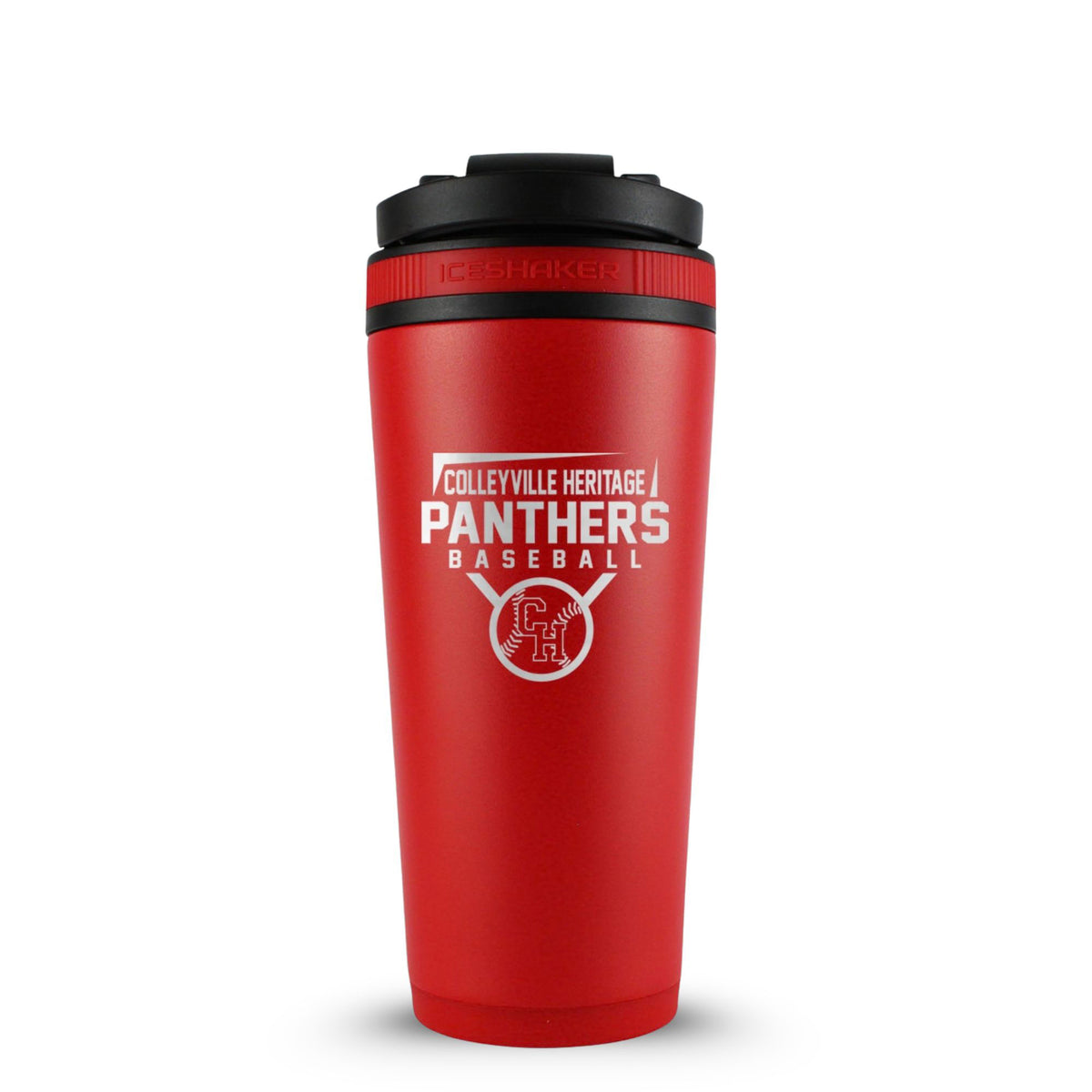 Custom Colleyville Heritage Panthers Baseball 26oz Ice Shaker - Red