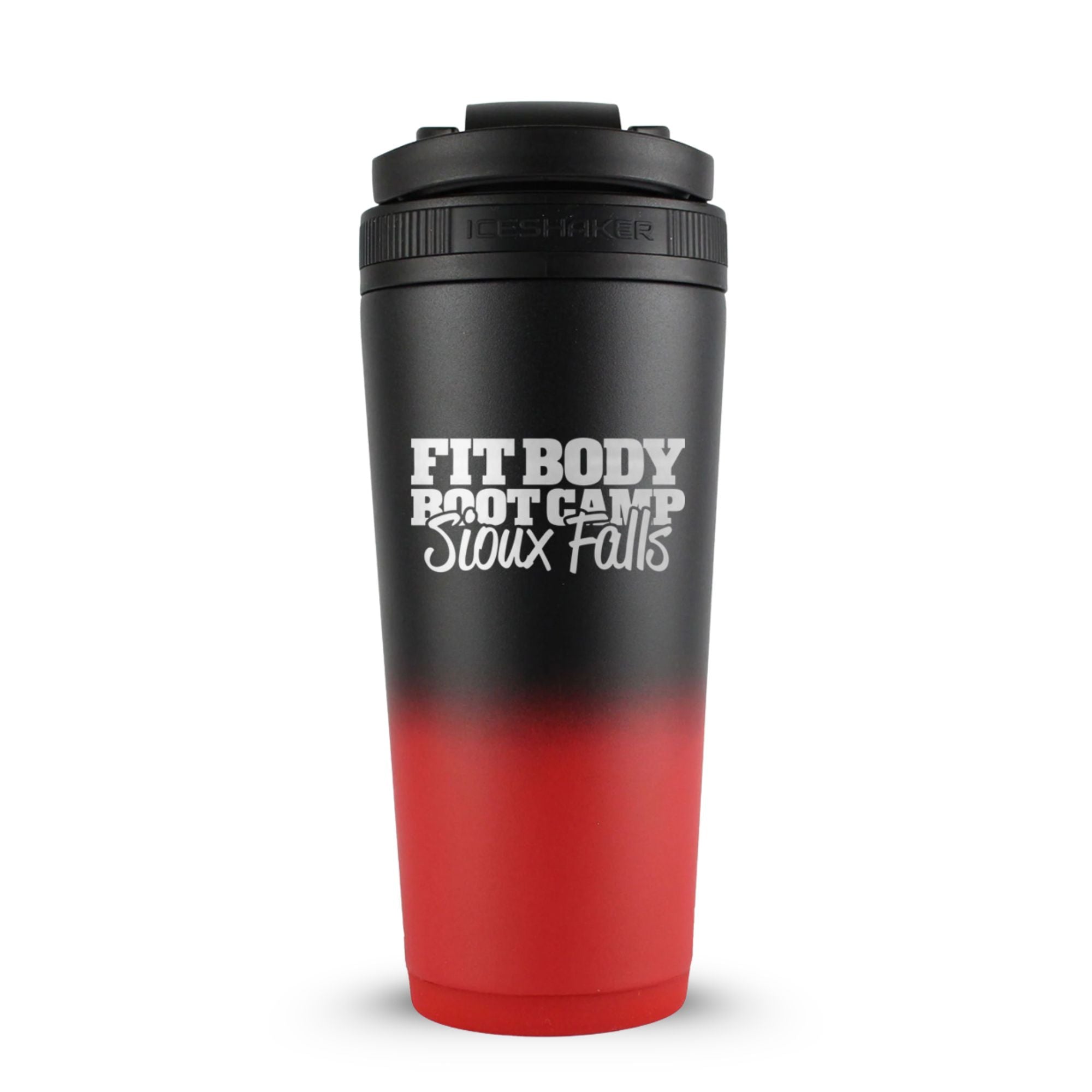 CUSTOM Sioux Falls Fit Body Boot Camp 26oz Ice Shaker - Red Black Ombre