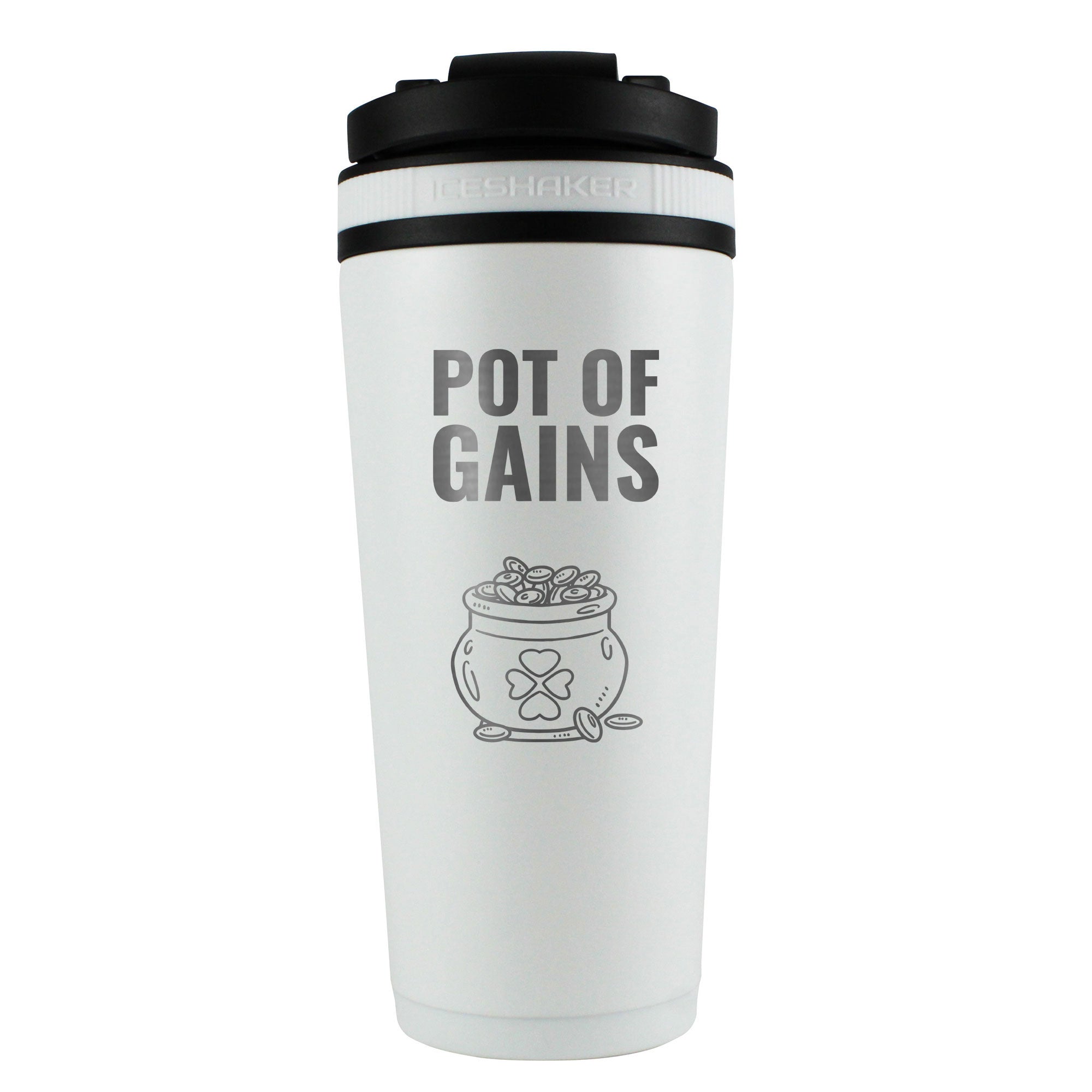 St. Patrick's Day Pot-O-Gains 26oz Ice Shaker - White