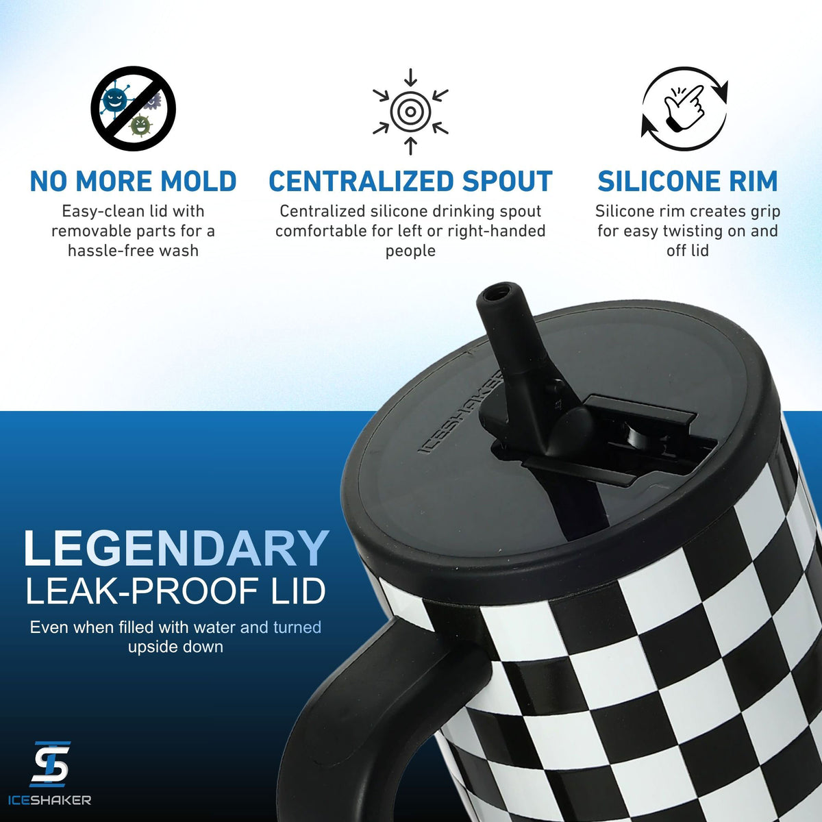 32oz Legend Series Shaker Bottle - Black & White Checkers