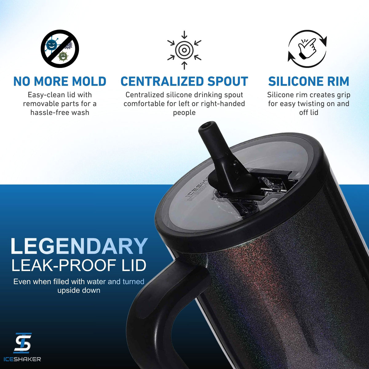 32oz Legend Series Shaker Bottle - Glitter Black