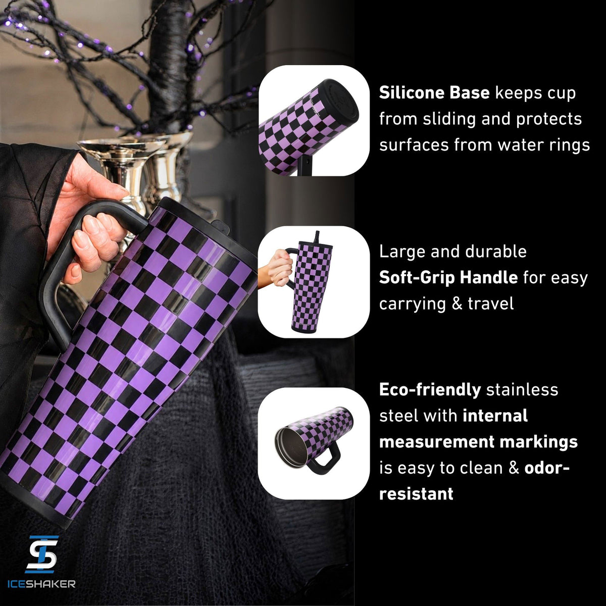 32oz Legend Series Shaker Bottle - Purple Black Checkers