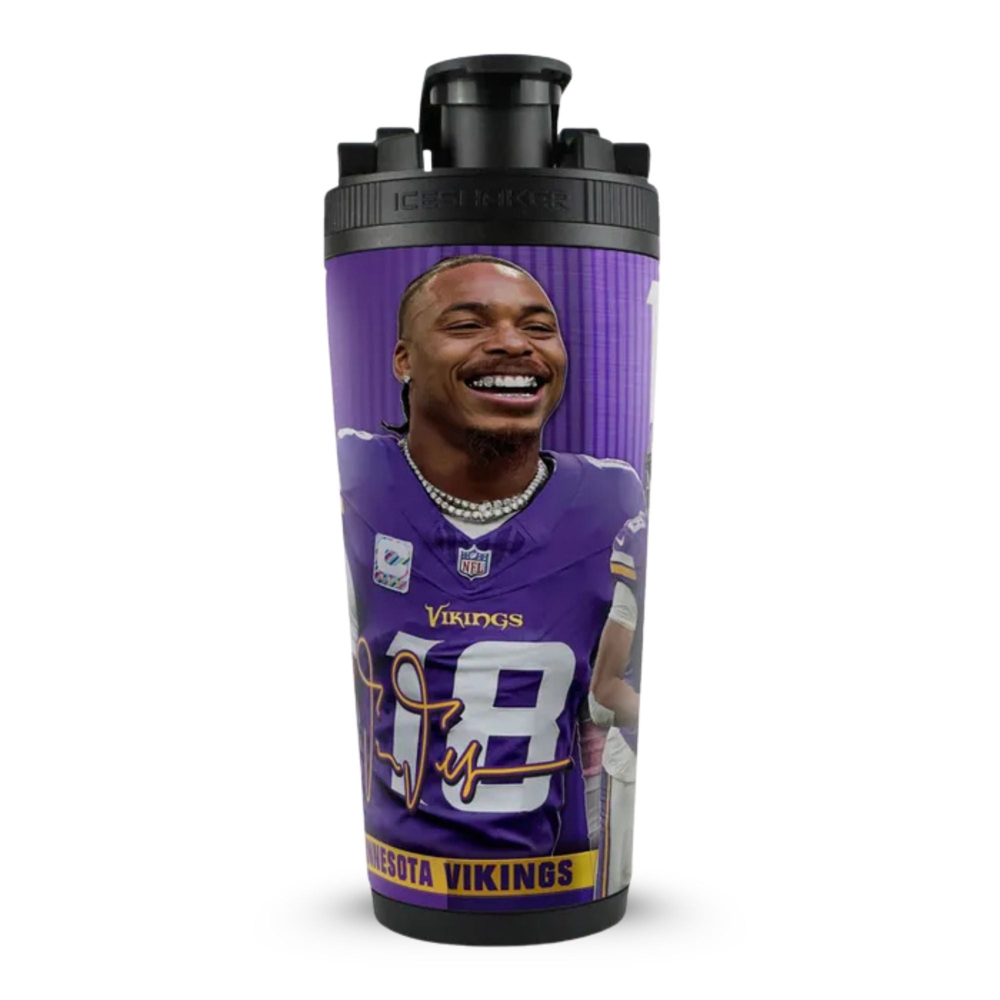 Official Justin Jefferson Minnesota Vikings 4D 26oz Ice Shaker