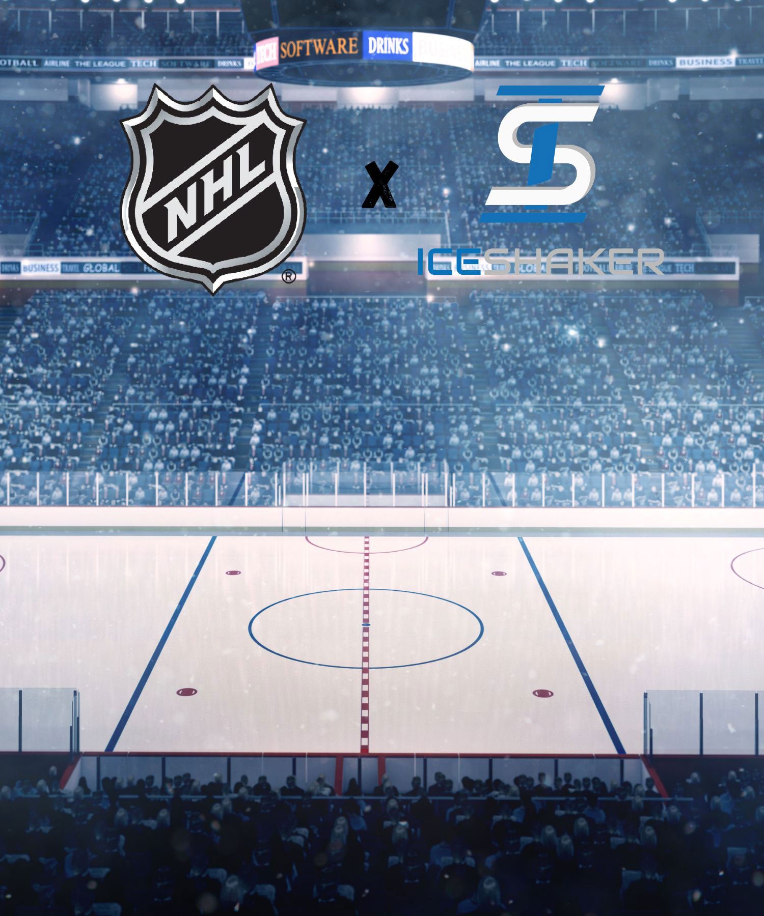 A website banner with the Official NHL logo next to the Official Ice Shaker Logo