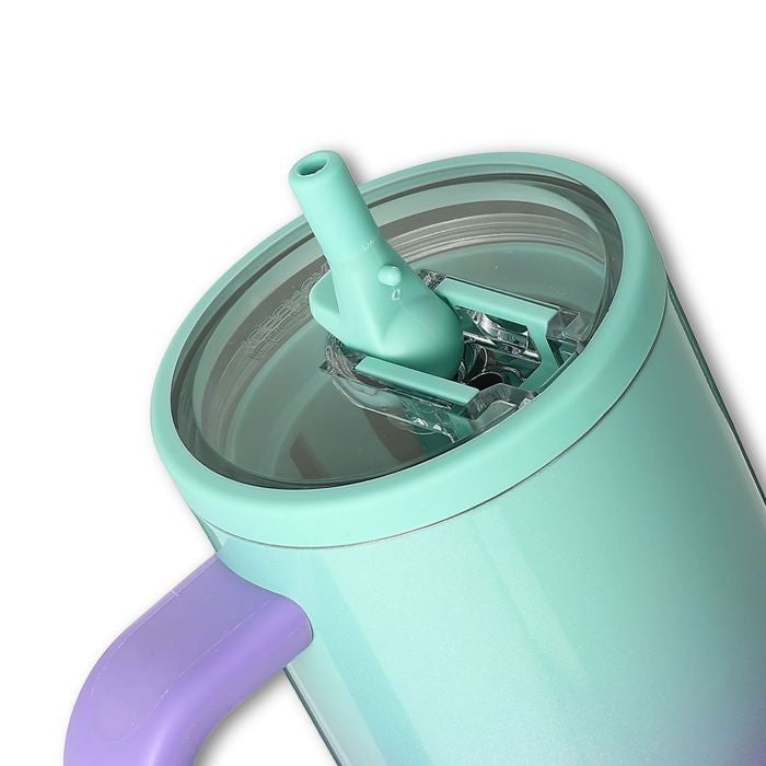 Close-up of the teal silicone flip-up drink spout